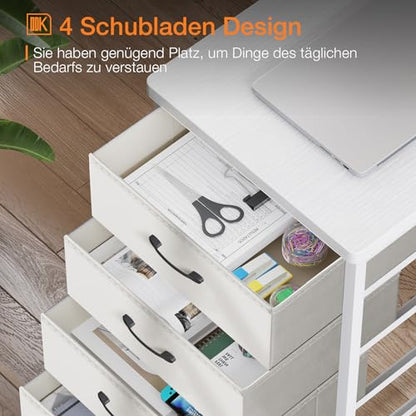 Birou in forma L 160x80 cm ODK, 4 sertare, USB si prize pentru organizare