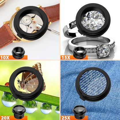 Ochelari cu Lupa Frontala Led 4 Lentile 10-25X