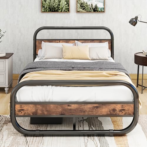 Cadru pat metal-lemn 120x200 cu somiera si spatiu depozitare HOMERECOMMEND