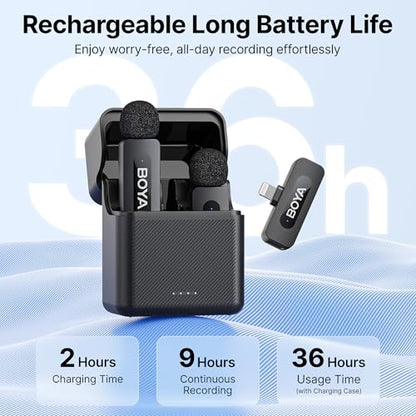 Microfon lavaliera wireless BY-V3 BOYA pentru iPhone, raza 100m, 2.4GHz