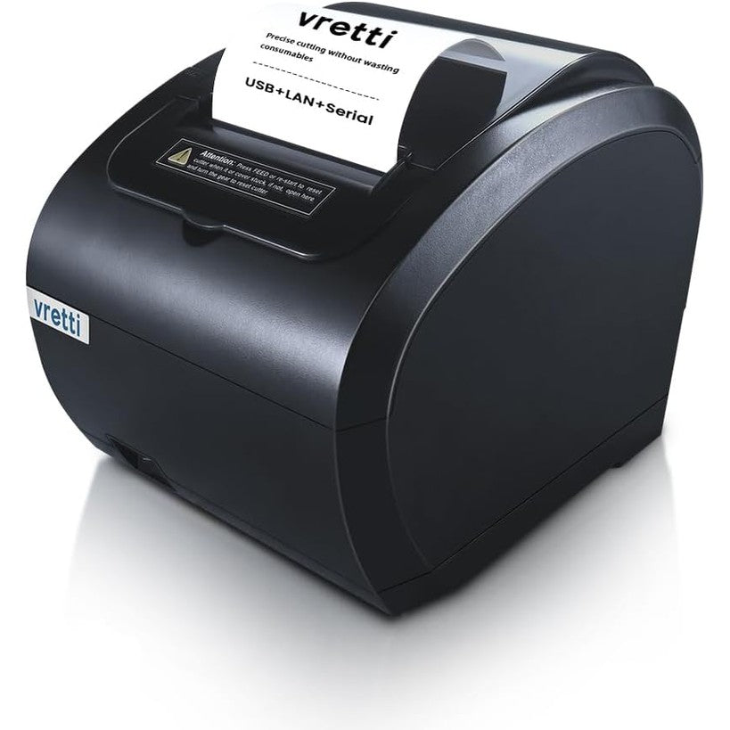 vretti Thermal Ticket Printer, Direct Thermal Printer with USB Serial LAN Port - Supermarket Kitchen POS Printer with ESC/POS Command Support