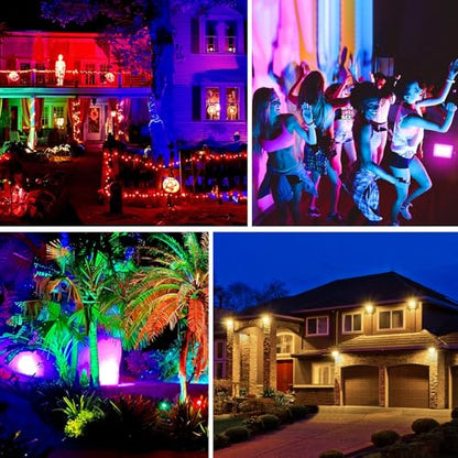 Set Proiectoare LED RGB 30W interior/exterior, WiFi/Bluetooth T-SUNUS, IP66, 2 buc