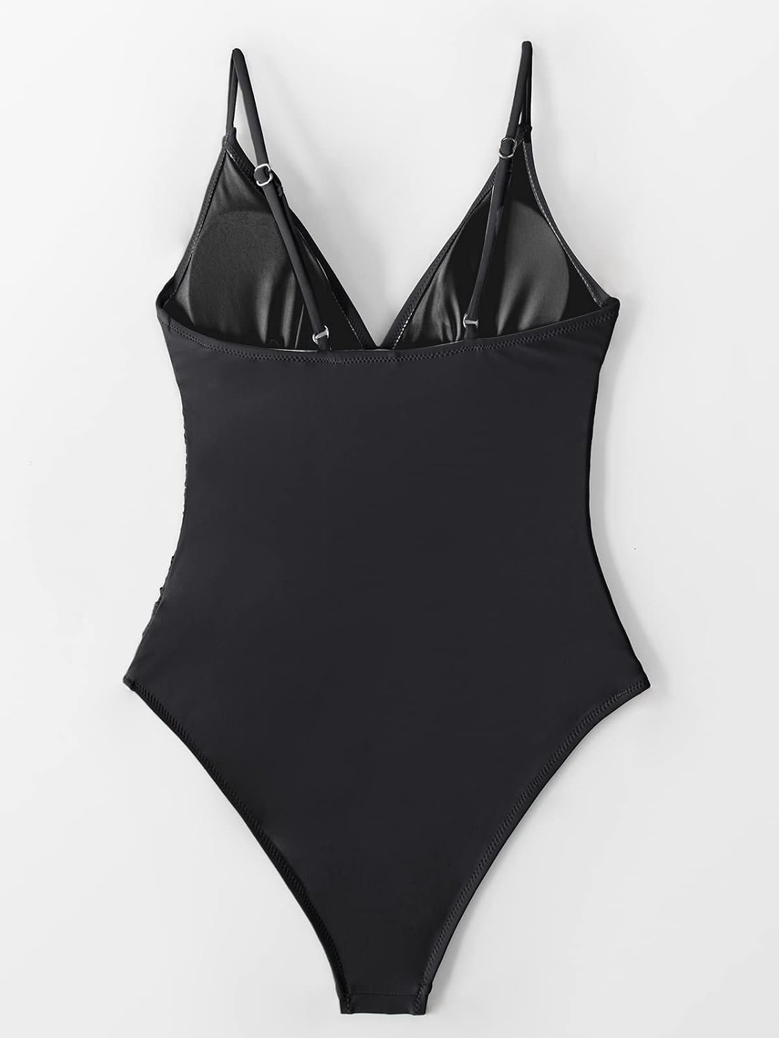 Costum de baie intreg CUPSHE cu decolteu in V, dungi si control al abdomenului, marimea XL, negru