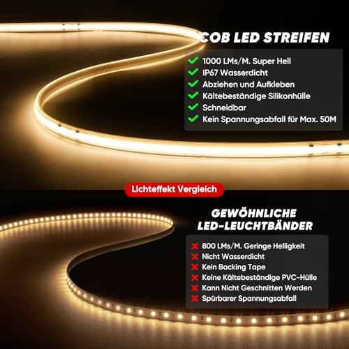 Banda COB LED Neon flexibila 2m 230V IP67 4000K - Shine Decor, 432 LED/m