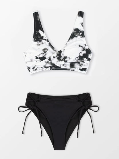 Costum de baie – Black S - CUPSHE Front Cross Lace Up Doua piese