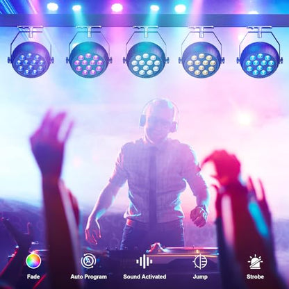 Set 2 Proiectoare Disco Par LED RGB reincarcabile + telecomanda, 12 LED