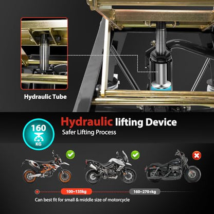 Cric foarfeca moto/ATV VIVOHOME 160kg, hidraulic, 4 roti stabile