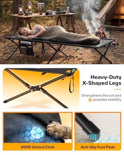 Pat pliant Sportneer 199x73 cm, XXL, pentru camping, drumetii sau oaspeti, exterior si interior