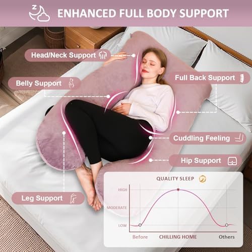 Perna Chilling Home Pregnancy Pillow U-Shaped Side Sleeper Purple Velvet
