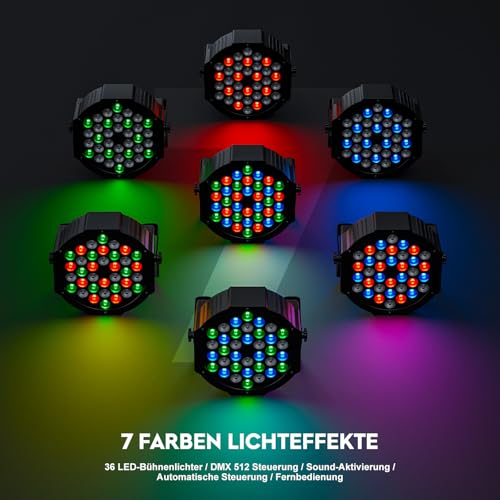 Set 8 lampi Par RGB 36 LED + DMX, control sunet si telecomanda