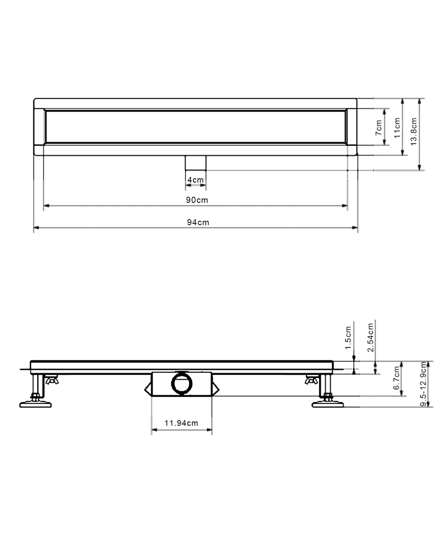 Sifon dus iYueMps IYM-FD-003-900mm otel inoxidabil 900mm negru