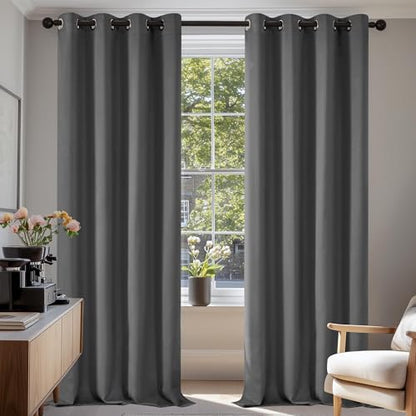 Deconovo Draperii blackout termice 175 x 140 cm, 2 panouri, gri deschis