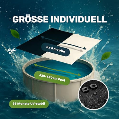 Prelata piscina 6x6 m EasyFlex + folie solara 420-520 cm, montaj rapid