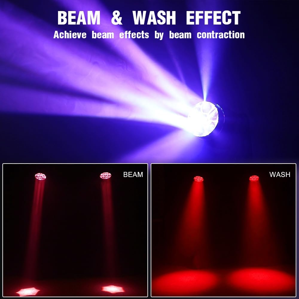 BETOPPER Moving Head Light 7x40W RGBW Beam/Wash/Zoom/CTO Effect Bee Eye LED Stage Lighting Spot Lights with Sound Activated for DJs, Bars, Christmas, and Home Party Lighting,1 Pack