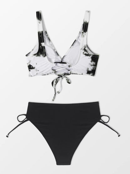Costum de baie – Black S - CUPSHE Front Cross Lace Up Doua piese