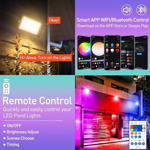 Set Proiectoare LED RGB 30W interior/exterior, WiFi/Bluetooth T-SUNUS, IP66, 2 buc