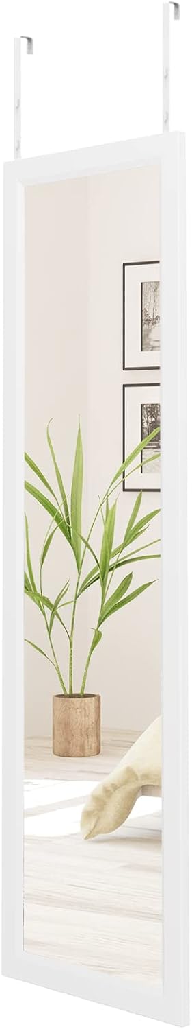 Oglinda de perete Dripex reglabila pe inaltime cu carlige, 119 x 33 cm, alba