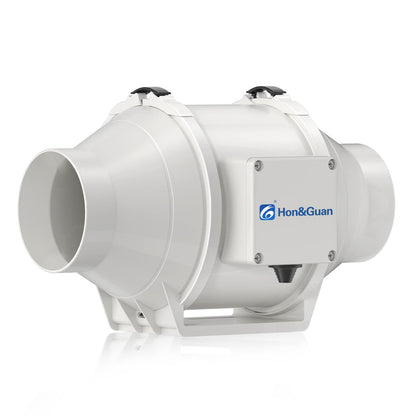 Ventilator Inline Hon&Guan 100mm silentios, debit reglabil treapta mare/mica, ventilator inline pentru baie, birou, grow tent si hidroponie