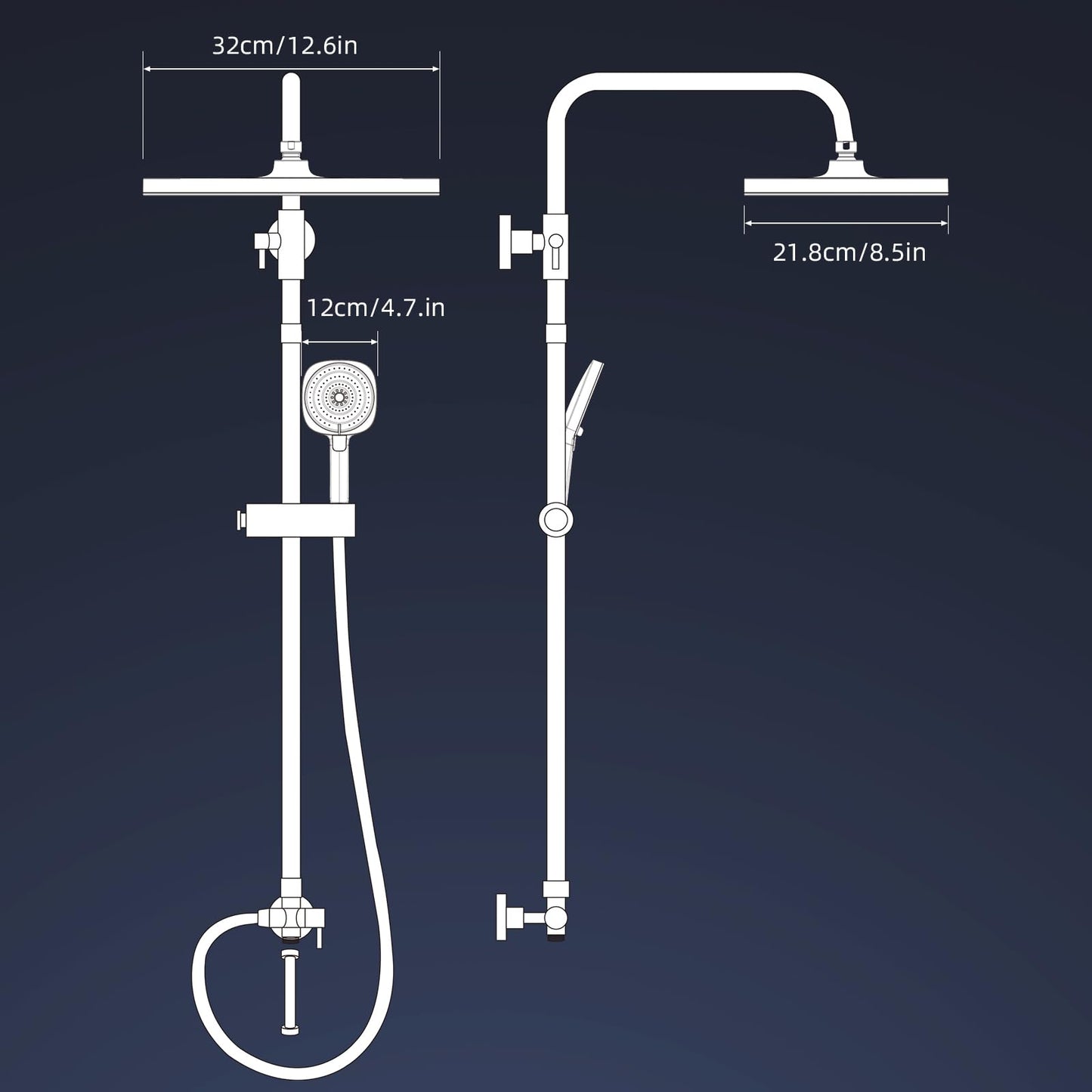 Dus Hibbent Self-Cleaning Rainfall Shower Kit 30cm 4 moduri