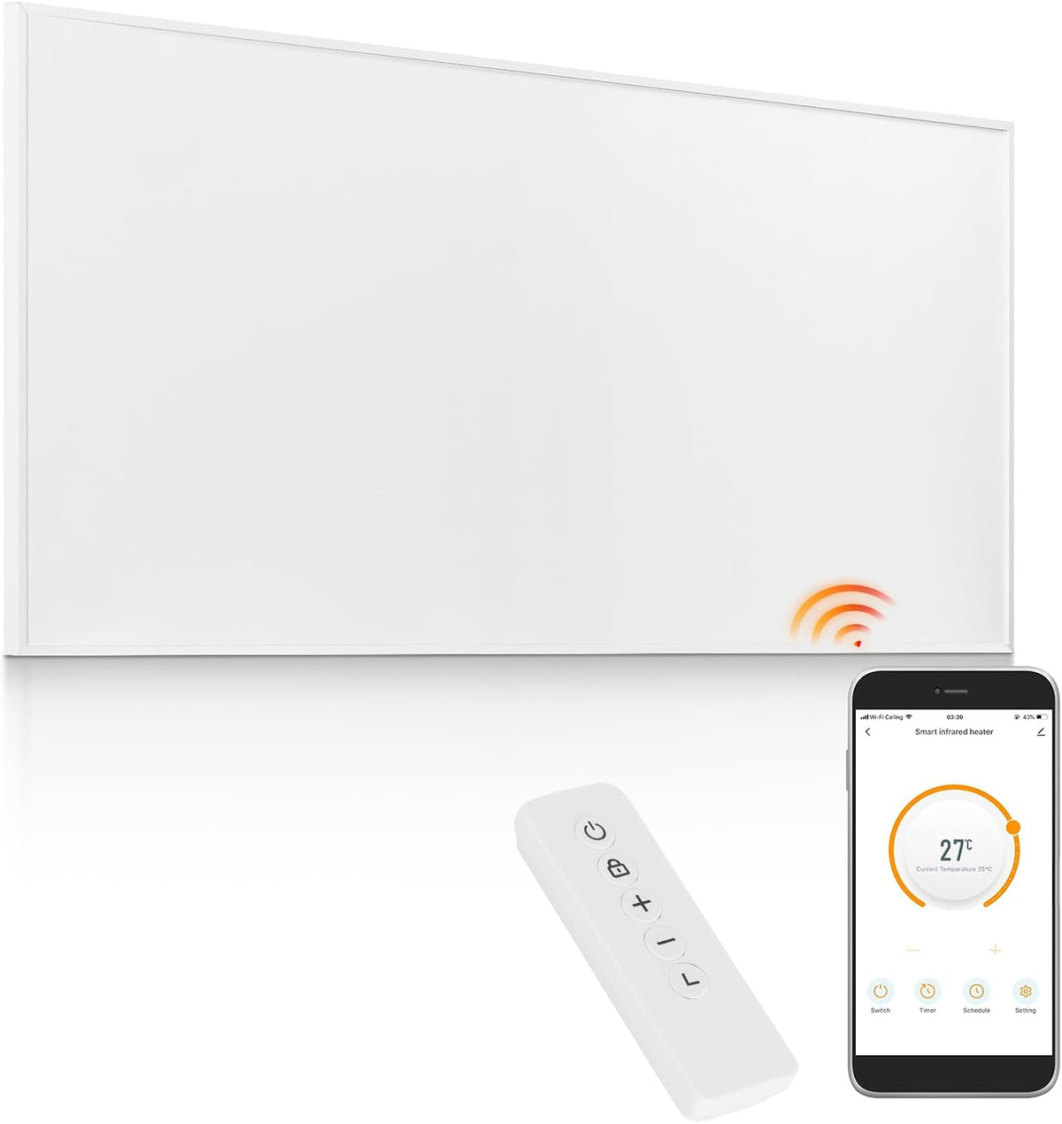 Incalzitor cu infrarosu XNATURE 1000 W cu WiFi, termostat, telecomanda, montare pe perete sau podea