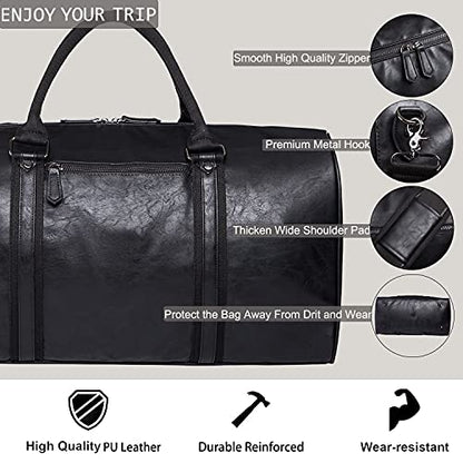 Geanta de calatorie din piele impermeabila, compartiment mare carry-on