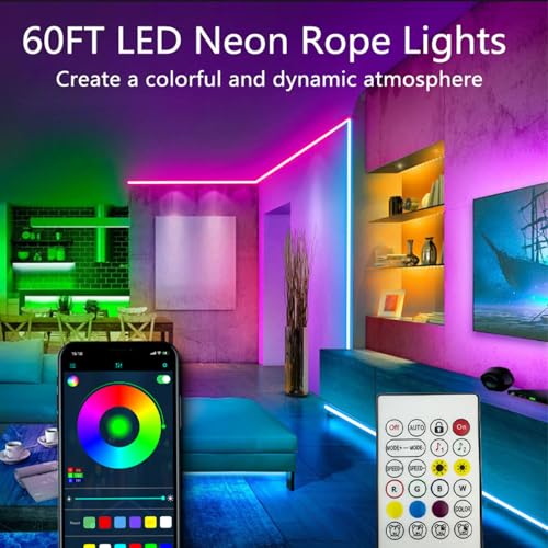 Banda Led Neon RGB 18m Bvokon control app/telecomanda, IP65, music sync