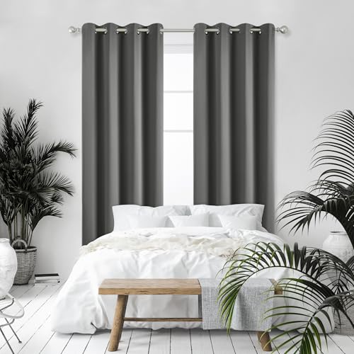 Deconovo Draperii blackout termice 175 x 140 cm, 2 panouri, gri deschis