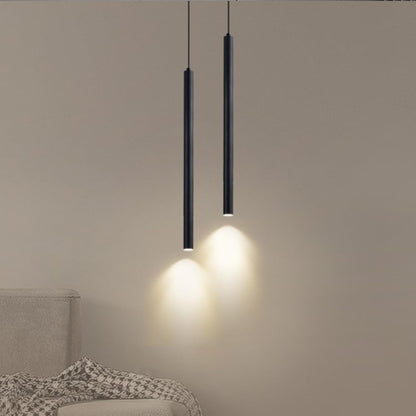 Set 2 pendule LED LIGKIN minimaliste din aluminiu, 50 cm, negre
