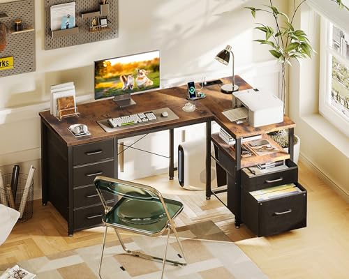 Birou de colt reversibil 140x80cm Coleshome cu sertare textile si USB