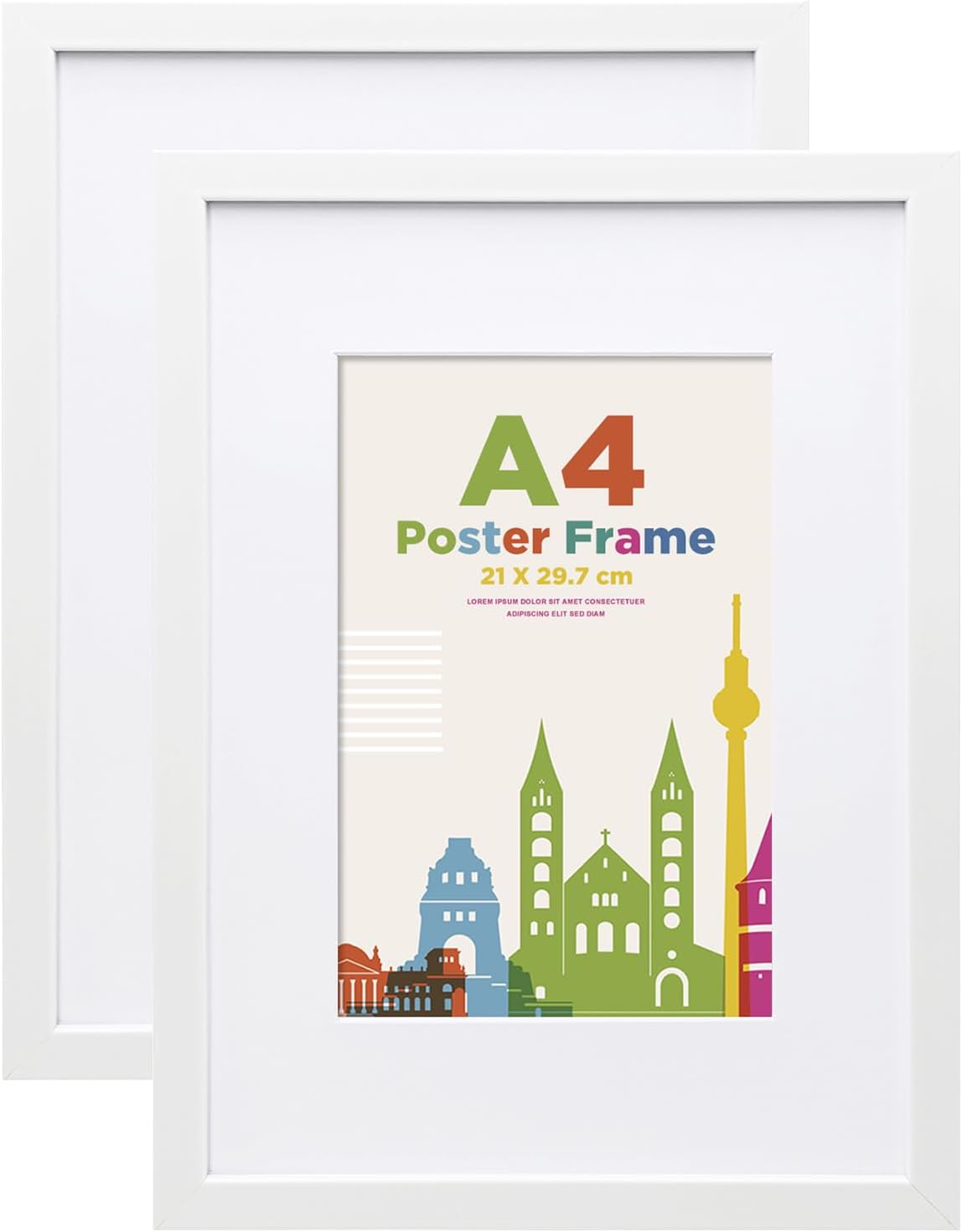 Rame foto EGOFINE 50x70 cm din lemn cu plexiglas alb, set 2 pentru perete