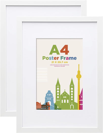 Rame foto EGOFINE 50x70 cm din lemn cu plexiglas alb, set 2 pentru perete