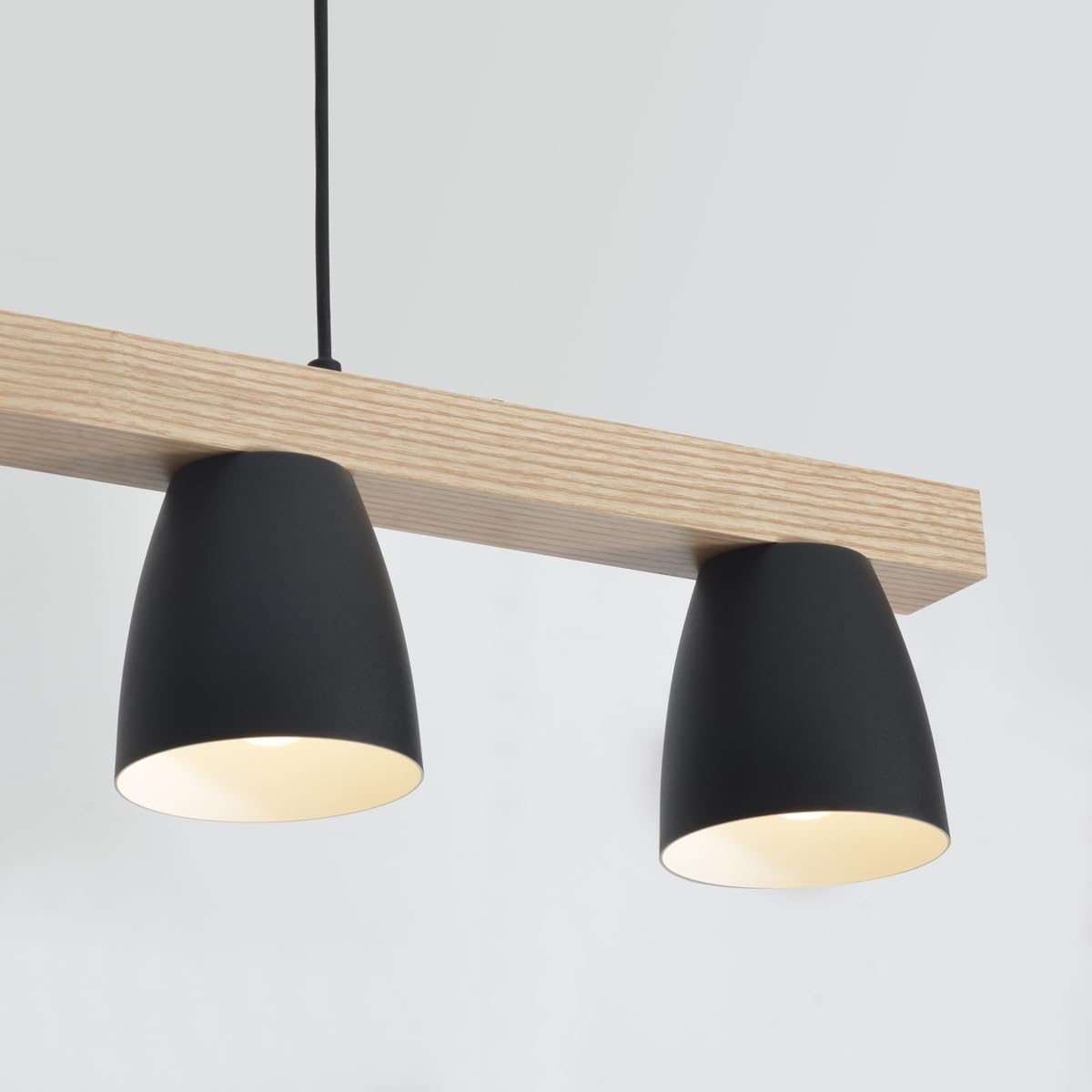 Pendul Vintage 4 lumini E27 92 cm lemn si metal negru