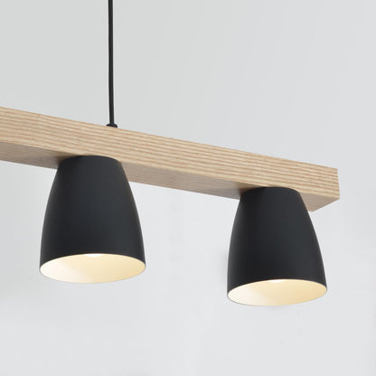 Pendul Vintage 4 lumini E27 92 cm lemn si metal negru