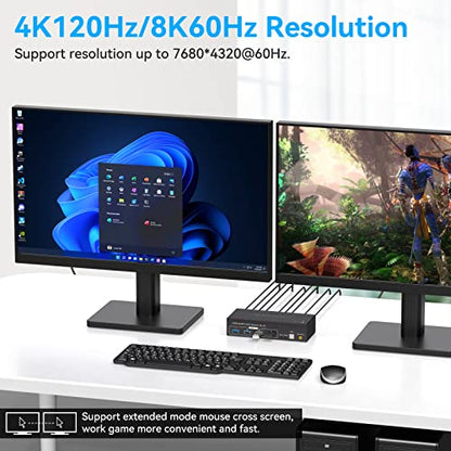 KVM Switch Dual Monitor 4K120Hz/8K60Hz 2PC 2Monitoare - VPFET, USB 3.0