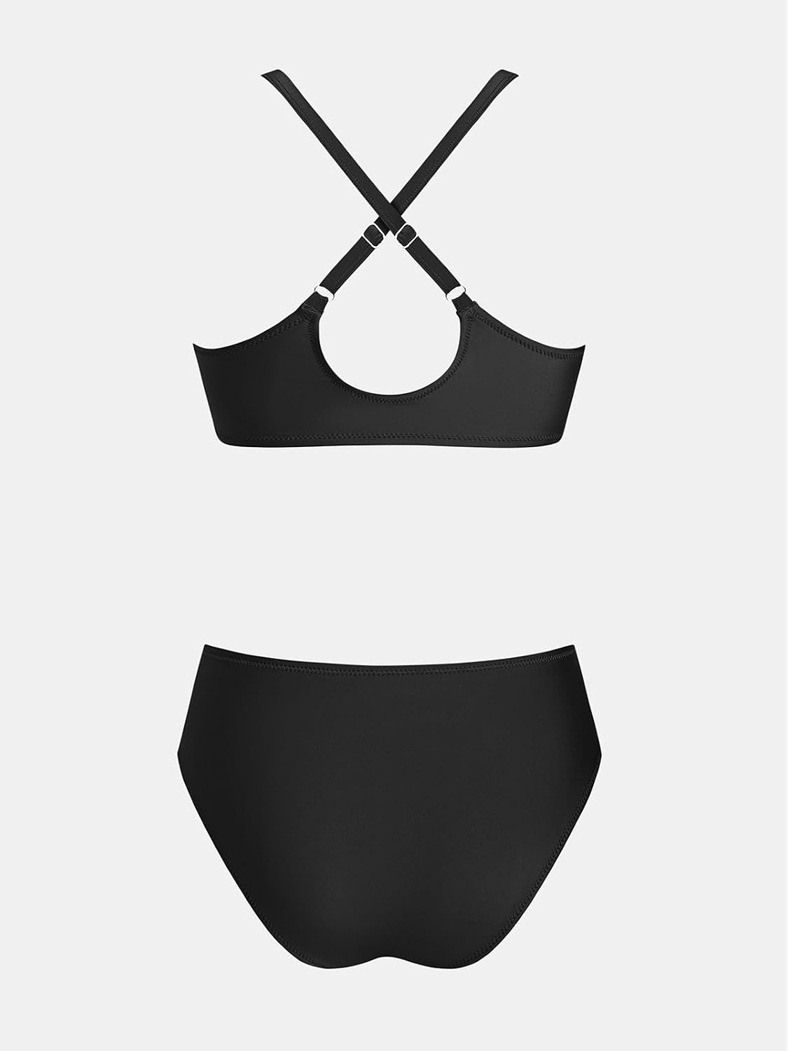 Costum de baie bikini CUPSHE cu nod, triunghiular, talie joasa, doua piese, marimea S, negru