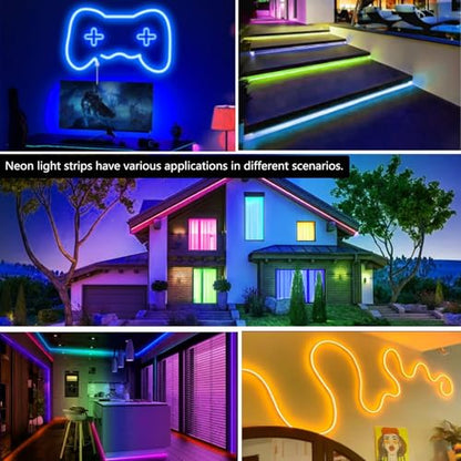Banda Led Neon RGB 18m Bvokon control app/telecomanda, IP65, music sync