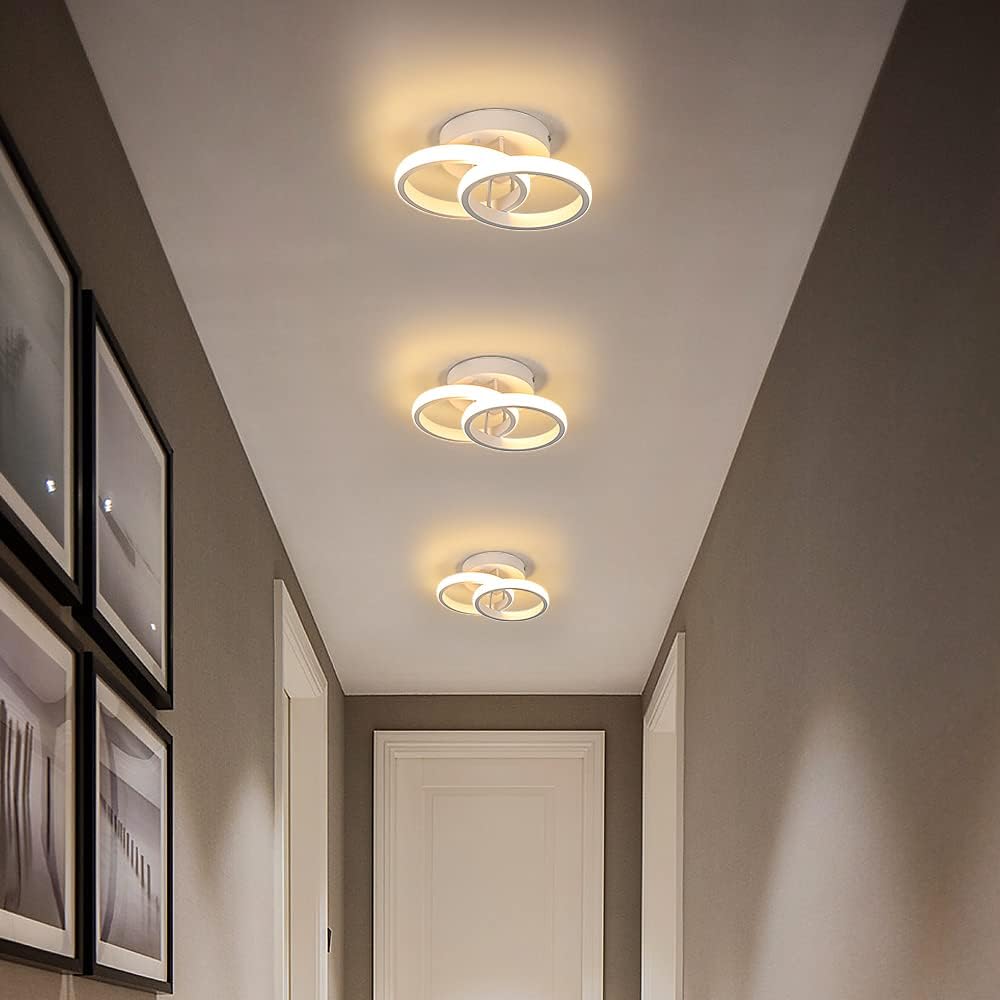 Goeco LED Ceiling Light, 2 Bulbs, Modern Round Design Ceiling Light, 3000 K Warm White Light, 22 W LED Lamp, Silicone Cover, LED Light for Living Room, Bedroom, Kitchen (White Model 1)