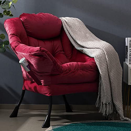 Fotoliu living din catifea HollyHOME, rosu, cu cotiere, confort sporit