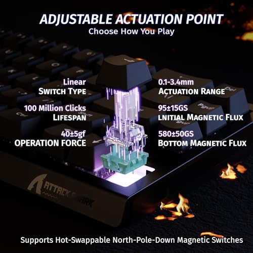 Tastatura gaming X68 HE ATTACK SHARK, 8000Hz Rapid Trigger, Magnetic