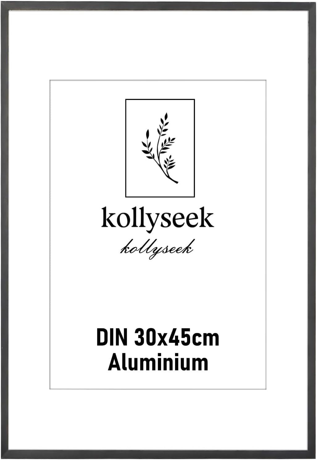 Rama foto kollyseek din aluminiu negru cu sticla, 30x45 cm