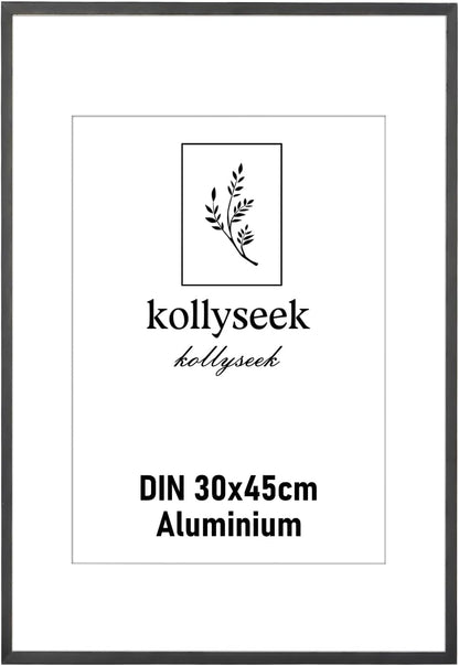 Rama foto kollyseek din aluminiu negru cu sticla, 30x45 cm
