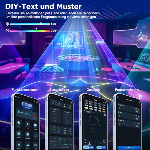 Glowingstage Lumina Disco Profesionala pentru Petreceri, Proiector 3D Animatii DIY cu Bluetooth App, DJ Disco Light cu DMX512 pentru Club, Bar, Halloween si Craciun