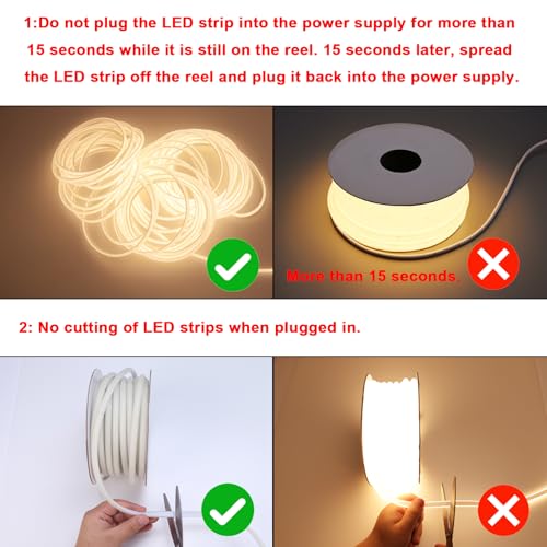 Banda LED COB 20 m 220V IP65 3000K CRI90 288LED/m, lumina uniforma
