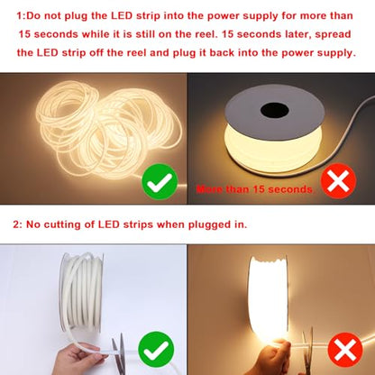 Banda LED COB 20 m 220V IP65 3000K CRI90 288LED/m, lumina uniforma
