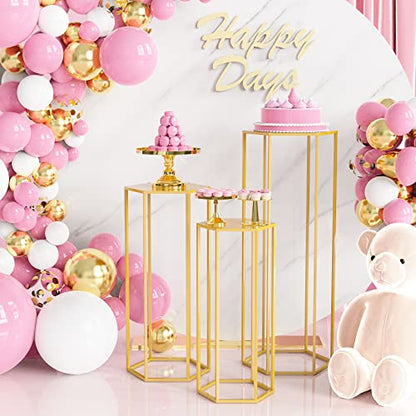 Set 3 suporturi cilindrice Wokceer Gold 90 cm pentru decor, ideale pentru petreceri, nunti sau living