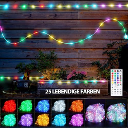 Instalatie luminoasa tip tub LED 40 m, 400 LED, exterior, 25 culori + alb cald, telecomanda, pentru gradina/balcon/Craciun