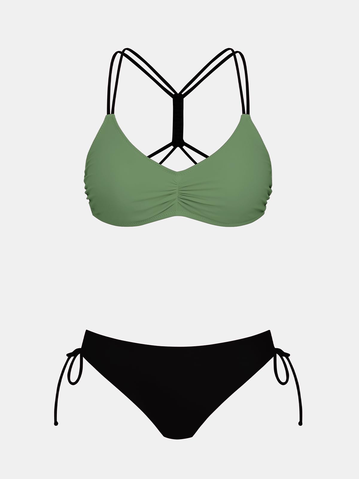 Costum de baie XL CUPSHE 2 piese cu bretele impletite