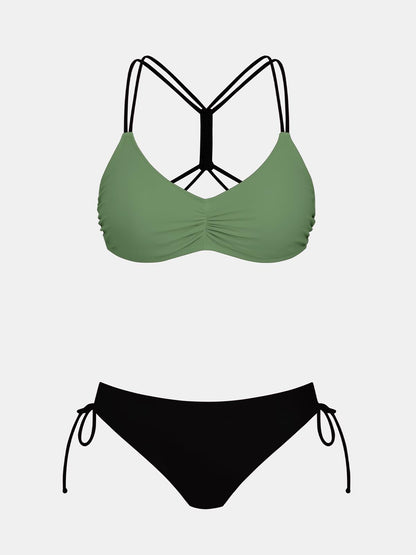 Costum de baie XL CUPSHE 2 piese cu bretele impletite