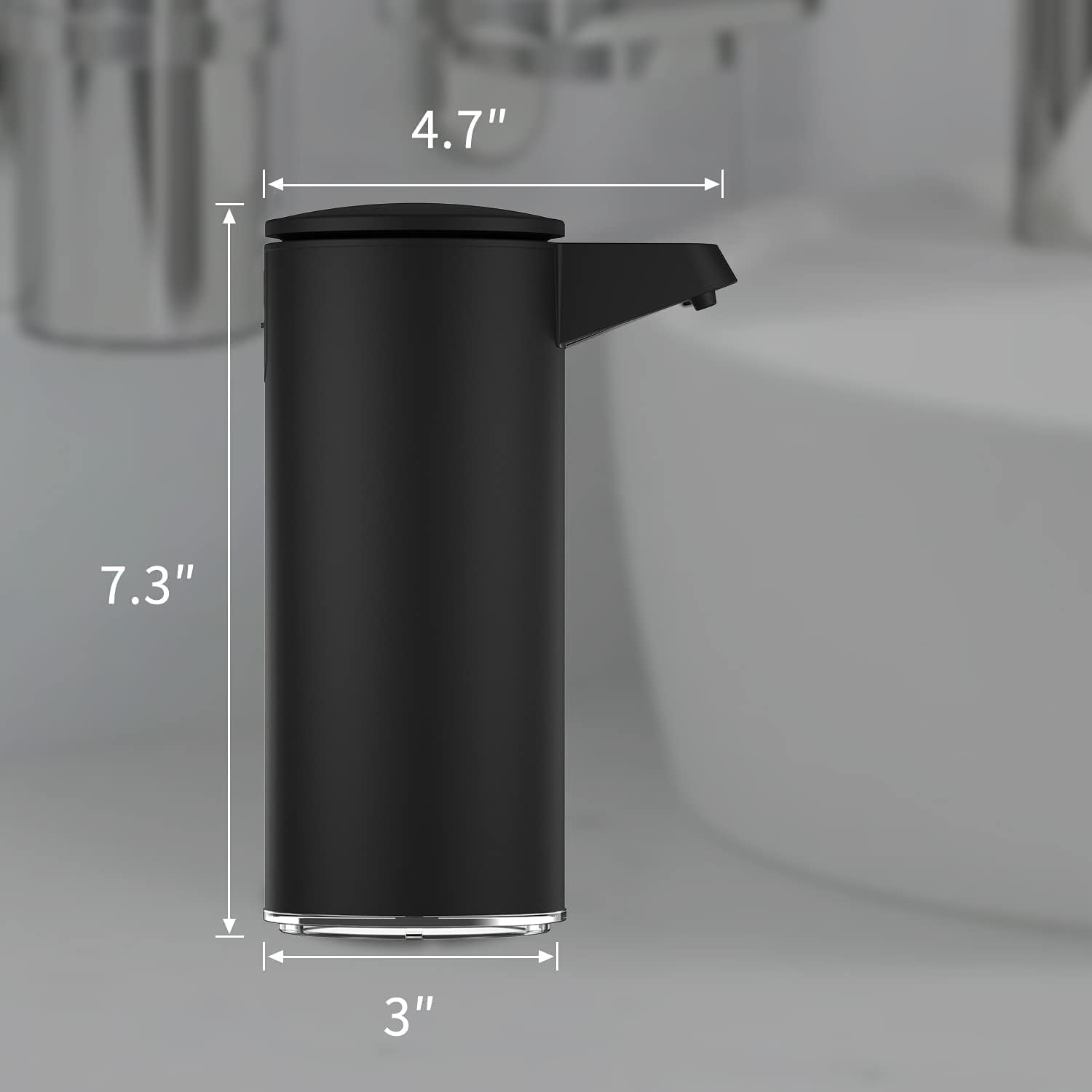 AIKE AK1333 280ml/9.5oz Automatic Soap Dispenser USB Rechargeable, Stainless Steel Soap Dispenser, Touchless Hand Soap Dispenser Liquid for Bathroom and Kitchen Matte Black