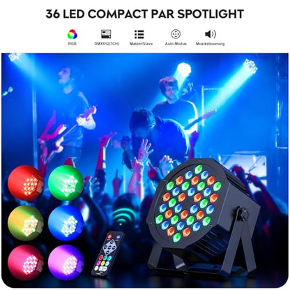 Lampi Disco RGB 36 LED cu telecomanda si activare pe sunet, pentru efecte dinamice la petreceri, evenimente si club.